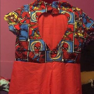 Red spider man print dress